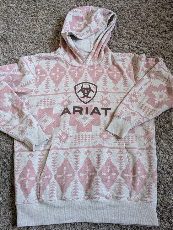 Ariat Sweaters - Ariat Real Southwest Aztec Cotton Blend Logo Pullover Hoodie Women's M